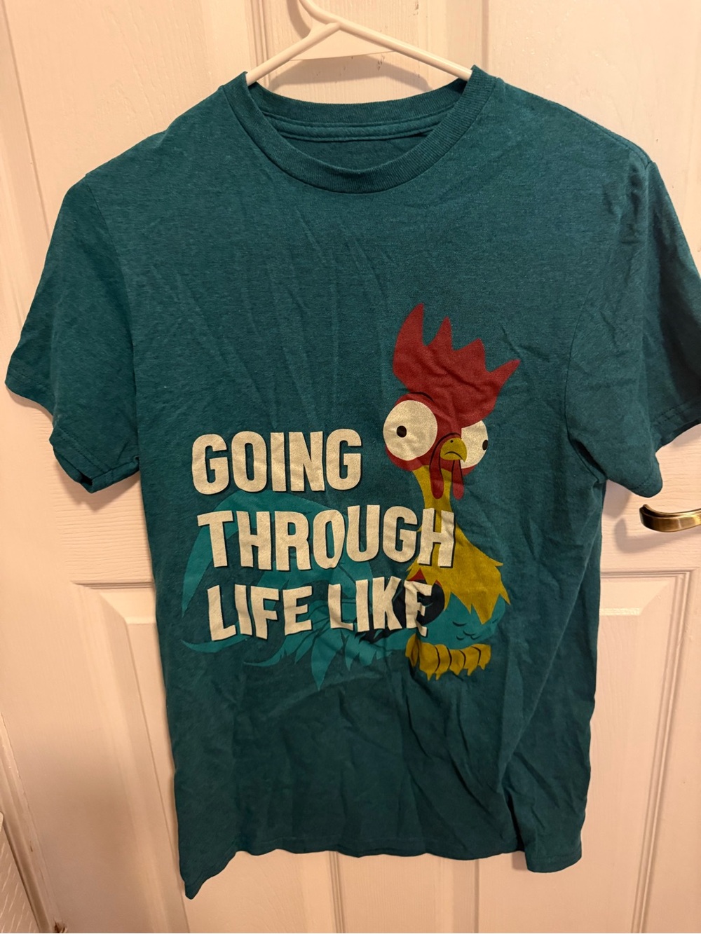 Disney Teal Crewneck Graphic Tee with Red Accent
